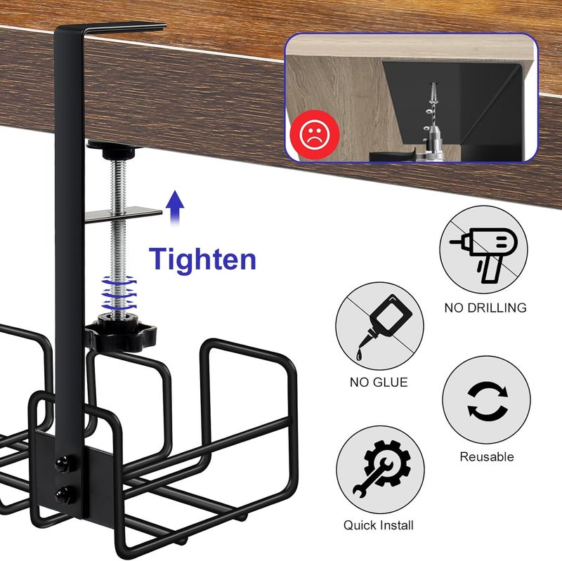 Oneleaf Under Desk Cable Management Tray - No Drill Wire Management Rack for Office, Computer Desk Accessories with Cable Organization - Image 3